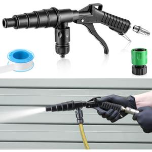 Coolant System Flush Gun, Lever Action Heater Core Flush Kit, Radiator/Cooling System Flusher, Air and Water Combo Flushing Set with Nozzles for 19-40 mm Hoses