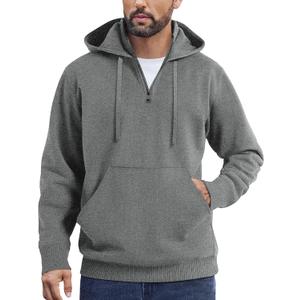 COOFANDY Mens Knitted Hoodie Sweater Long Sleeve Turtleneck Quarter Zip Pullover Sweaters with Pocket (Medium, Dark Gray)