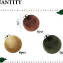 Velvet Ornaments for Christmas Tree 16 Pack 3.15" Velvet Christmas Ball Set, Luxurious Holiday Tree Ornaments for Home Decor, Coffee Dark Green