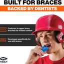 Shock Doctor Braces Football Mouth Guard, Upper & Lower Teeth Protection, Adult/Youth Sizes with Helmet Strap, Mouthguard for Sports, Football, Hockey, Lacrosse, Baseball, Wrestling, More (Adult: 12+ yrs, Blue)