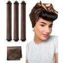 YOSHUYUKI Velvet Overnight Curls Heatless Hair Curler No Heat Satin Heatless Curling Rods Foam Sponge Hair Rollers for Short Long Hair to Sleep in Hair Care Styling Tools - Brown