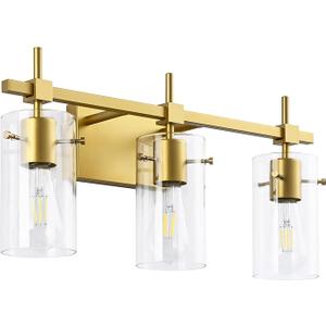 SOLFART Vintage Vanity Lights Bathroom Light Fixture Over Mirror for Bath Glass Shade Light Black and Brass Modern Style 3 Lights