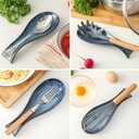 Ceramic Spoon Rest for Stove Top, Large 8.7 Inch Spoon Holder for Kitchen Counter, Porcelain Utensil Rest for Thanksgiving and Christmas Gift, Dishwasher Safe and Heat-Resistant, Blue. (1 PC)