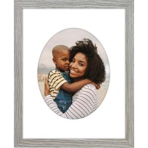 Americanflat 8x10 Picture Frame with Oval Mat Insert and Shatter-Resistant Glass - Signature Collection - Designer Photo Frames for Wall Display - 11x14 Picture Frame without Mat - Driftwood