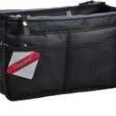 Vercord Updated Purse Handbag Organizer Insert Liner Bag in Bag 13 Pockets, Black, Medium