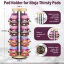 Pod Holder Compatible with Ninja Thirsti Pods, 16 Flavor Organizer for Ninja Thirsty Drink System, 360 Turntable 4-Tier for Ninja Thirsti Flavor Water Drops Organizer (1 Piece)