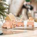 Gingerbread Train Decor Gingerbread Christmas Decorations Indoor Resin Santa Statue Train Figurines Christmas Kitchen Table Party Deco