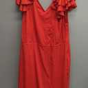 Women's Plus Size Maxi Dress Elegant V-Neck Ruffle Sleeves Bodycon Mermaid Dresses Evening Gown (XX-Large Plus, Red)