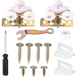 2pcs 3/4" RV Pocket Door Ball Bearing Hangers, Sliding Door Wheels Assembly Replacement Kit for Johnson Part Hardware Accessories, 200lbs Capacity Top Hanger Set Fits Min. 1" Thick Doors