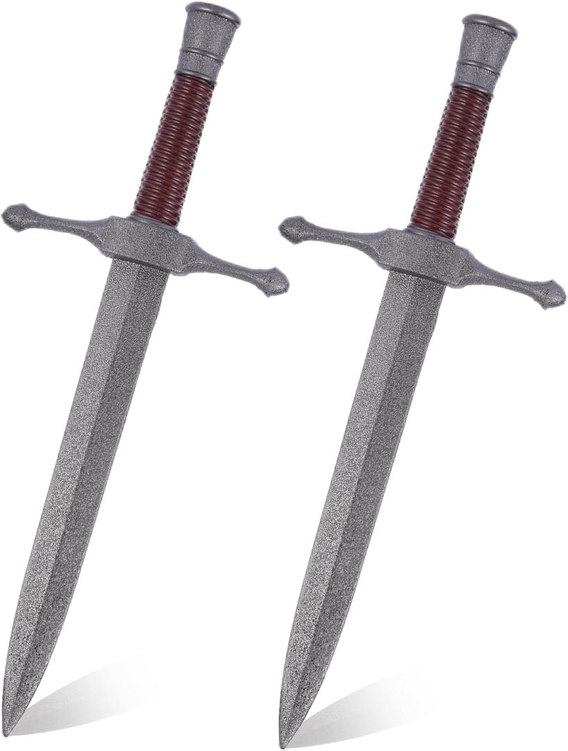 16" PU Foam Sword Prop -Medieval Knight Fake Dagger Role-Play Costume Accessory for Halloween Cosplay Kids and Adults
