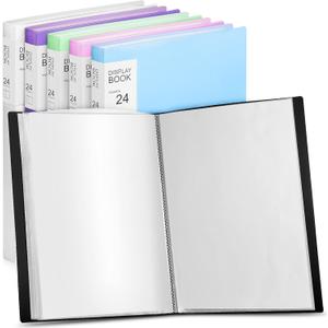 6 Pack Binder with Plastic Sleeves 24 Pocket Art Portfolio Presentation Book Binder 8.5 x 11 Inch Art Portfolio Folder with Clear Sheet Protector Display 48 Pages(Multi Color)