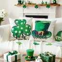 Artscope St Patricks Day Clover Green Hat Throw Pillow Covers 18x18 Inch Set of 2, Polka Dot Shamrock Holiday Decoration Pillow Cases for Home Sofa Couch