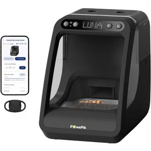 PawsPik Automatic Microchip RFID Cat Feeder, 16-Cup, Black | ISO Microchip & PawsPik RFID Tag Compatible, App Control, Portion Control, Personalize Feeding