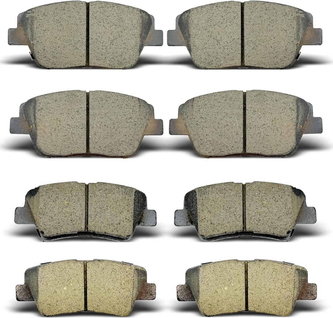 8pcs Brake Pads Set Ceramic Brake Pads Compatible with 2011-2014 Hyundai Sonata, 2011-2014 Kia Optima