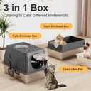 2PACK Stainless Steel Litter Box with Lid, XL Extra Large Litter Box Enclosed Top Entry Metal Litterbox for Big Cats & Multi-Cats, Easy Cleaning Anti Leakage, High Sided with Mat & Scoop, Dark Grey