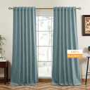 RYB HOME 100% Blackout Blue Velvet Curtains 84 inches, Back Tab Thermal Insulated Noise Reducing Curtains & Drapes for Living Room Kids Bedroom, Stone Blue, 52W x 84L, Set of 2 Panels