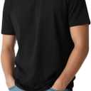 Mens 100% Cotton T-Shirt, Crew Neck Soft Premium Regular Fit Tee, Plain Short Sleeve Comfort Fit Tees for Men (Medium, Pack of 1 - Black)