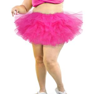 Shihanee 5 Layers Plus Size Tutu Skirt Women Adult Classic Elastic Halloween Tutu Tulle Skirt Short Lady 80's Dance (Hot Pink)