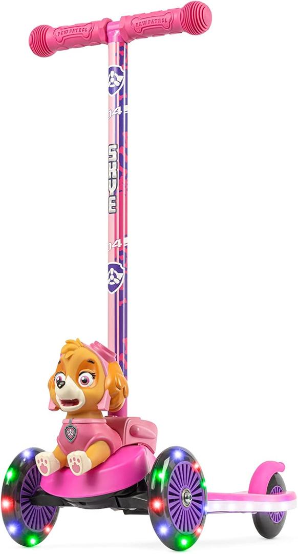 3D Kick Scooter for Kids, Self-Balancing 3 Wheeled Light Up Scooter with Extra Wide Anti-Slip Deck, Rear Brake, Lean to Steer, Lightweight Design, for Kids 3 and up, 75 LB Limit (Skye)