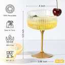 XUWAIDSGN 12 Pcs Champagne Martini Glasses 9 Oz with Gilded Removable Gold Rim Coupe Glasses Pink Martini Glasses Plastic Mimosa Vintage Coupe Glasses Set For Wedding Anniversary (12, Ribbed Gold)