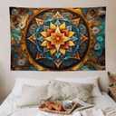 Smacget Mandala Floral Boho Multicolor Flower Psychedelic Wall Hanging for Bedroom Blue Orange Tarot Aesthetic Witchy Home Dorm Decor Hippie Tapestry 60"X40"