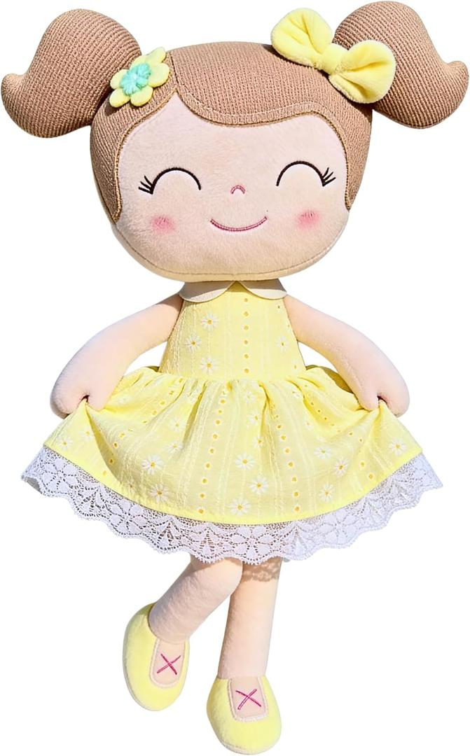 Gloveleya Baby Girl Spring Plush Doll Soft Snuggle Doll, Cute Toddler Gift with Gift Box, First Baby Doll for Girls, Birthday, Christmas & Holiday Present
