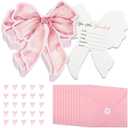Marspark 25 Set Pink Bow Birthday Invitation Coquette Bow Paper Card with Envelopes and Stickers Wedding Birthday Bachelorette Invitation Party Supplies for Baby Shower Girls Dinner Favors, 5 x 6 Inch