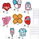 8 PCS Nurse Badge Reel Retractable Clip Cute Funny Badge Reels with Clear ID Card Badge Holder Medical Pharmacy CNA RN LPN MA Badge Reel Nurse Accessories Gifts