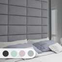 Art3d Peel and Stick Headboard for Full in Grey, Pack of 6 Panels Sized 9.84" x 23.62", Soundproof Wall Panels 3D, Upholstered Wall Panel