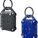 Dovick- Waterproof Airtag Keychain Holder Case, Screw Full Cover Compatible with Apple Air Tag Tracker Key Ring 2Pack (Black & Blue)