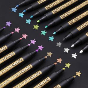 Betem Metallic Paint Markers, 18 Colors Acrylic Metallic Markers for Black Paper, 2mm Medium Tip Glitter Pens Scrapbooking Supplies, Teacher Appreciation Gift, Rock, Photo Albums, Card Making Kit
