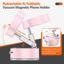 Muyuguit Foldable Vacuum Magnetic Suction Phone Holder, Multifunctional Vacuum Suction Phone Holder, Retractable Magnetic Car Holder for Home, Car Interior, Mobile Phone Stand, Smooth Glass (Pink)