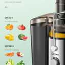 QCen Juicer Machine, 800W Centrifugal Juicer Extractor with 3 Wide Mouth Feed Chute for Fruits & Vegetables, Easy to Clean, Stainless Steel, BPA-Free