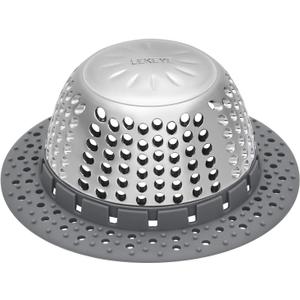 LEKEYE Drain Hair Catcher/Bathtub Drain Cover/Drain Protector for Pop-Up & Regular Drains (Gray)