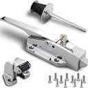 Walk in Cooler Door Handle, Walk in Cooler Door Closer Complete Latch Kit, Freezer Doors Handle (Metallic Silver (304 Stainless Steel Push Rod), 1/8 in to 1/4 in(Flush))