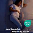 Momcozy Cooling Pregnancy Pillow,Original F Shaped Maternity Pillow for Pregnant Women with Adjustable Wedge Pillow, Full Body Support Pregnancy Pillows for Side Sleeping with Velvet Cover, Light Grey