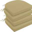 downluxe Outdoor Chair Cushions Set of 4 for Patio Furniture, Water-Resistant Patio Chair Cushions with Ties, High Density Foam Outdoor Seat Cushion, 17" X 16" X 2", Khaki