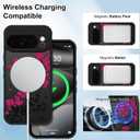 OOK Magnetic Case Fit for Google Pixel 10 Pro XL 6.8, Hot Pink Floral | Wireless Charging Compatible, Soft TPU and Hard PC, Anti-Scratch Shockproof Protection Phone Cover for Women