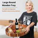 Large Ottoman Tray Round, 20" Extra Large Wooden Serving Tray with Handles, Acacia Wood Decorative Tray Wooden Trays for Living Room Ottoman, Food Serving, Breakfast, Dinner, Appetizers