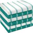 LANE LINEN Premium Cotton Kitchen Dish Towels - 6 Pack Soft Absorbent Dish Cloths, Multi Purpose Cleaning Cloths, 12"x12", Reusable Kitchen Rags -Peacock Blue - Herringbone