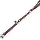 Leather Dog Doorbells for Door Knob, Adjustable Brass Potty Training Bells for Puppy to Go Outside, Easy Dog Door Bell for Potty Training (Dark Brown Leather Silver Bells)