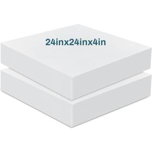 Frienda 2 Pack 4" x 24" x 24"Upholstery High Density Foam Cushion Replacement Square Cut to Size Foam Couch for Chair Couches Padding Shipping Packing DIY Cosplay Projects(White)
