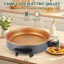 16" Extra Large Electric Skillet with lid, Ceramic Nonstick Coating Electric Frying Pan, 1500W Quick & Even Heating, 5 Adjustable Temperature Control, Tempered Glass Lid & Cool-Touch Handles