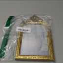 YUSONG Vintage Makeup Desk Mirror - 7" Gold Antique Mirror for Tabletop Resin Frame Decorative Wall Art for Living Room, Bedroom Decor, Vanity Table