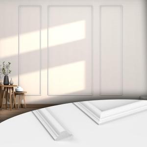 COUKIU 3 Sets Pre-Cut Wall Molding kit,Ready to Assemble Accent Molding Wainscoting Panels for Interior Walls Home Decor3 FramesStyle1) (White)