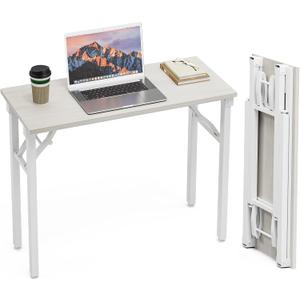 TEMI Small Computer Desk Folding Table - 35.8" Foldable Office Desk, No Assembly, Perfect for Small Spaces in Bedroom, Dorm, or Apartment, Portable Mini Desk or Study Table Compact Design, White Ash