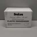 Festiva 200Pcs Navy Blue Gold Dessert Plates 6.3" with Plastic Forks 5"- Small Disposable Plates- Dessert/Cake/Appetizer Plastic Plates include 100Plates 100Forks for Christmas Party & Hanukkah