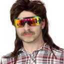 Lotfon Mullet Wigs for Men,Joe Dirt,Emo Wig,80s 90s Costumes Fancy Party Accessory Cosplay Wig,Halloween Man x (Dark Brown)