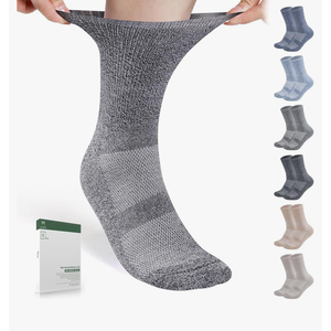 Bulinlulu Diabetic Socks for Men Women-6 Pairs Non Binding Crew Diabetic Neuropathy Socks with Seamless Toe for Size 6-9 9-12