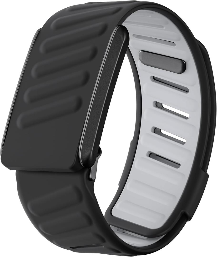 surundo Silicone Sport Band Compatible with Whoop 4.0 Band Strap Men Women, Soft Breathable Sport Adjustable Waterproof Replacement Wristbands Straps for Whoop 4.0 Bands (Black Gray)
